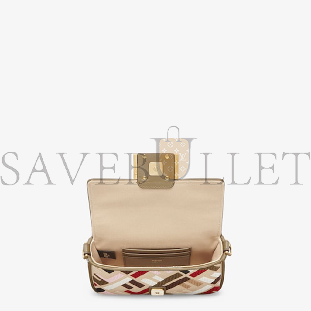 FENDI BAGUETTE MINI CANVAS BAG WITH MULTICOLOR FF EMBROIDERY 8BS017ANH4F1Q6O  (20*13*5cm)